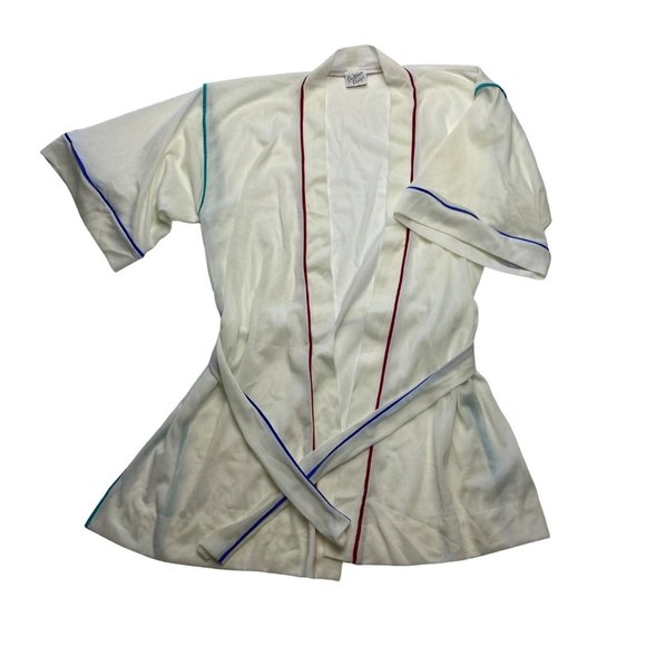 DeWeese Design Swim and Sun Fashions Sheer Robe Cover Up White- Blue Red Size Me - Picture 2 of 7